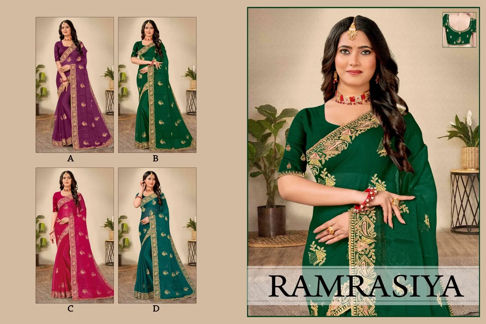 Ramrasiya By Ronisha Simmer Embroidery Heavy Designer Sarees Wholesale Price In Surat
